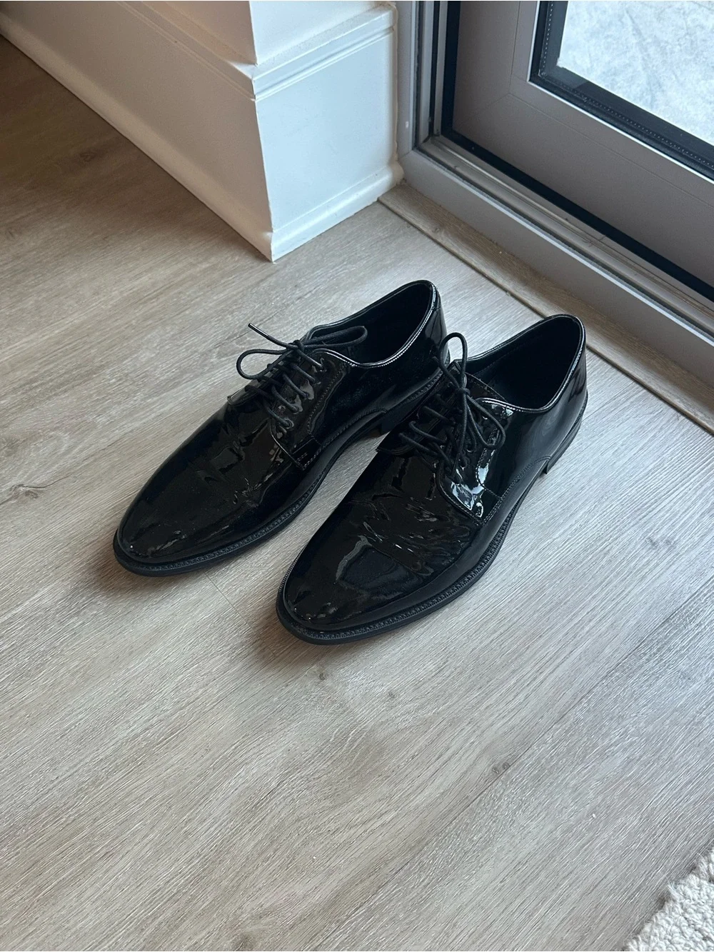Men's Shiny Black Leather Tuxedo Dress Shoes size 9